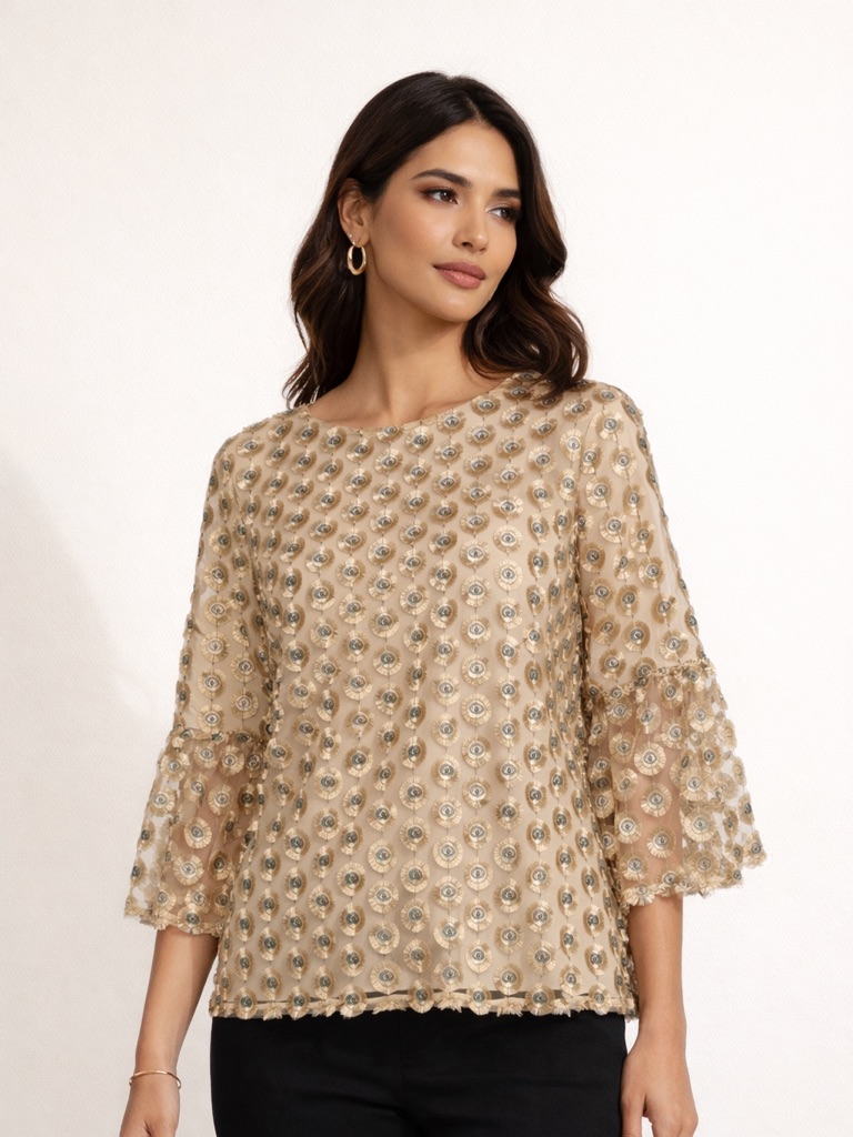 Calvin Klein | Evil Eye Gold Embellished Women's Top Size Xl